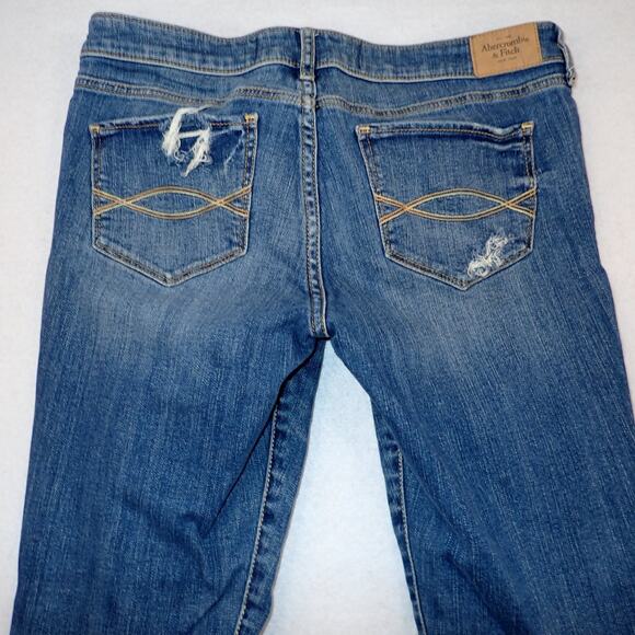 Abercrombie & Fitch Womens Low Rise Jeweled Denim Jeans Size 8 W 29 Distressed - Picture 3 of 9